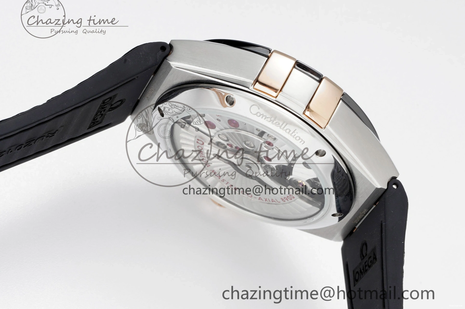 0211 Constellation Black Ceramic SS RG 8F 1:1 Best Edition White Textured Dial on Black Gummy Strap A Sustainable 7804